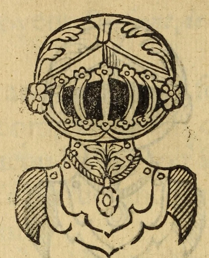 An illustration from Mercure armorial : enseignant les principes & elemens du blazon des armoires, selon l'ordre & les termes qui se practiquent en cette science : enrichy & augmente d'un grand nombre de figures enluminees de couleurs propres pour l'intelligence du livre : ouure curieux & necessaire pour introduire la noblesse dans la cognoissance des armes, 1652, leaf 224