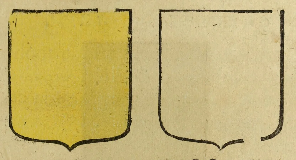 An illustration from Mercure armorial : enseignant les principes & elemens du blazon des armoires, selon l'ordre & les termes qui se practiquent en cette science : enrichy & augmente d'un grand nombre de figures enluminees de couleurs propres pour l'intelligence du livre : ouure curieux & necessaire pour introduire la noblesse dans la cognoissance des armes, 1652, leaf 25