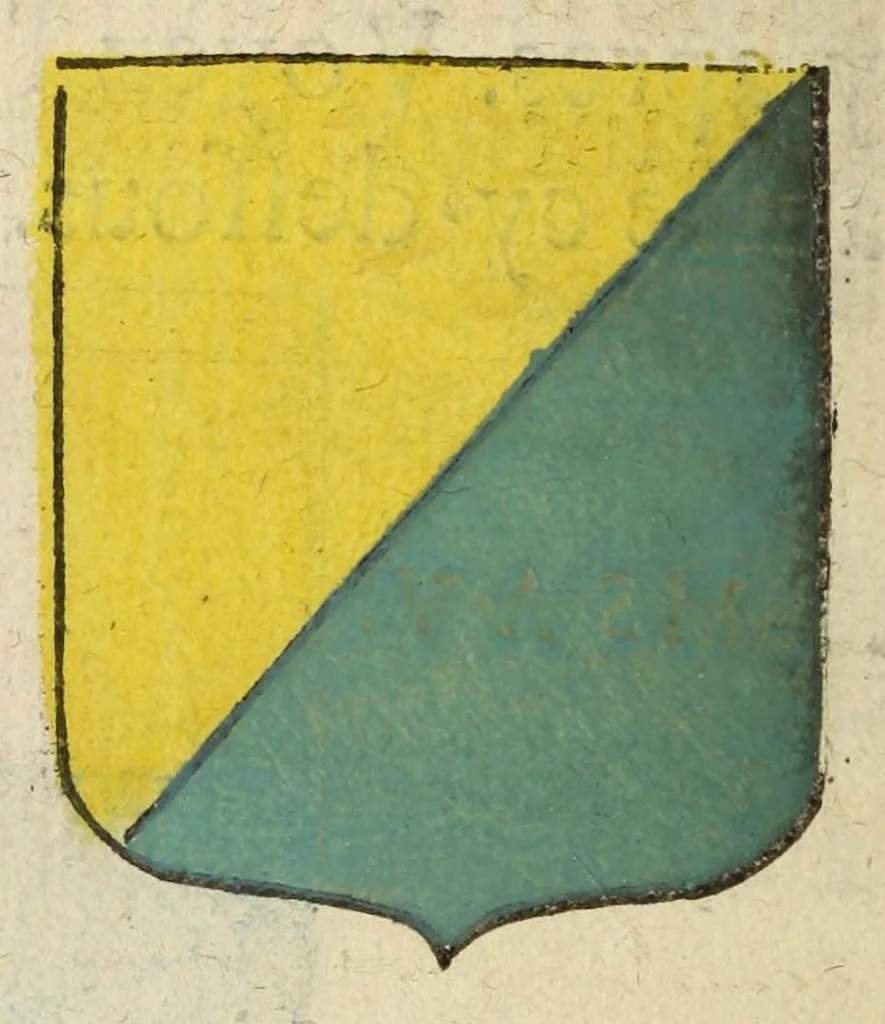 An illustration from Mercure armorial : enseignant les principes & elemens du blazon des armoires, selon l'ordre & les termes qui se practiquent en cette science : enrichy & augmente d'un grand nombre de figures enluminees de couleurs propres pour l'intelligence du livre : ouure curieux & necessaire pour introduire la noblesse dans la cognoissance des armes, 1652, leaf 44