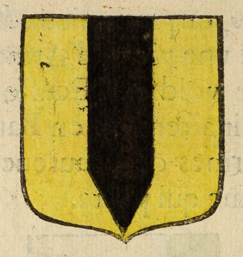An illustration from Mercure armorial : enseignant les principes & elemens du blazon des armoires, selon l'ordre & les termes qui se practiquent en cette science : enrichy & augmente d'un grand nombre de figures enluminees de couleurs propres pour l'intelligence du livre : ouure curieux & necessaire pour introduire la noblesse dans la cognoissance des armes, 1652, leaf 84