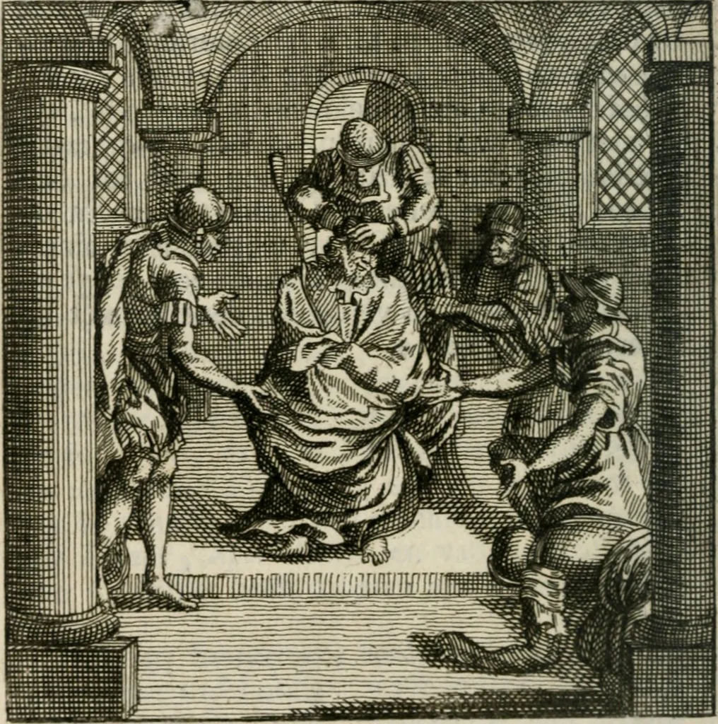 An illustration from Mercurialis, of, Winter-groen : dat is, Aangename en vermaakelyke geschiedenissen en gedichten, waarin verscheide zedelyke leerstukken. En een zeer ryke voorraad van Bybelsche concepten gevonden worden, voor alle bedroefde en vrolyke gemoederen, leeraars, predikers, en geestelyke persoonen; als mede voor alle byzondere leezers tot een voordeelig tydverdryf, namelyk, om vrolyk te leven en blymoedig te sterven, 1763, leaf 479