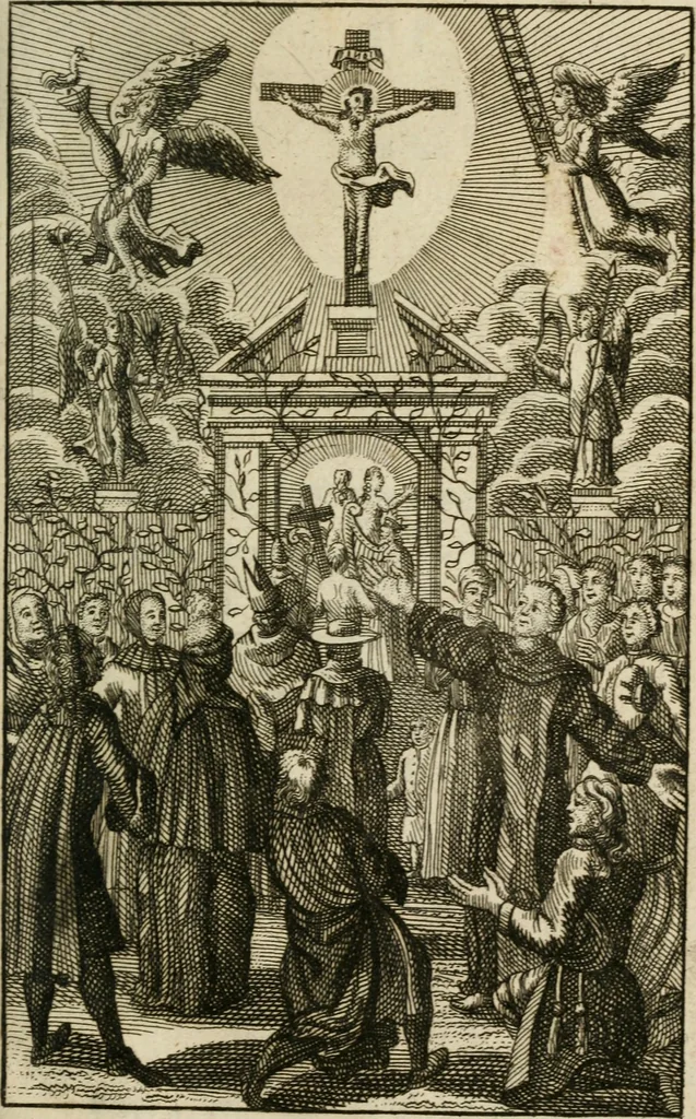 An illustration from Mercurialis, of, Winter-groen : dat is, Aangename en vermaakelyke geschiedenissen en gedichten, waarin verscheide zedelyke leerstukken. En een zeer ryke voorraad van Bybelsche concepten gevonden worden, voor alle bedroefde en vrolyke gemoederen, leeraars, predikers, en geestelyke persoonen; als mede voor alle byzondere leezers tot een voordeelig tydverdryf, namelyk, om vrolyk te leven en blymoedig te sterven, 1763, leaf 6