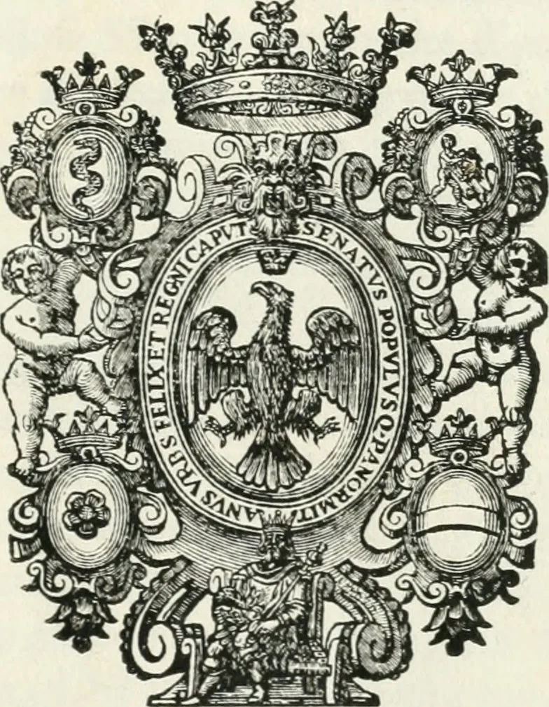 An illustration from Mercurio panormeo, ò vero, L'Almirante in Palermo riceuuto quand'egli ne' 16. di giugno del 1641 prese primieramente il gouerno del regno di Sicilia, 1641, leaf 4