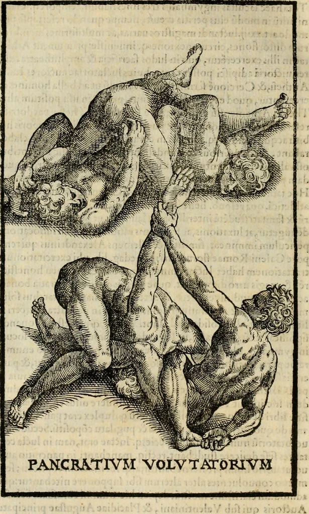 An illustration from Hieronymi Mercvrialis De arte gymnastica libri sex : in quibus exercitationum omnium vetustarum genera, loca, modi, facultates, & quidquid deniq. ad corporis humani exercitationes pertinet, diligenter explicatur .., 1573, leaf 125