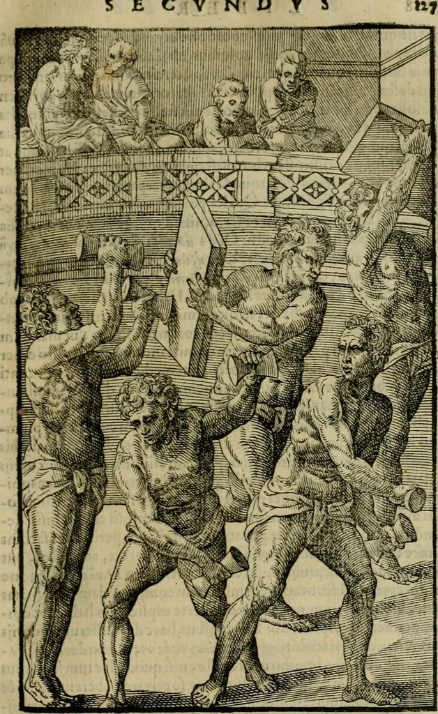 An illustration from Hieronymi Mercvrialis De arte gymnastica libri sex : in quibus exercitationum omnium vetustarum genera, loca, modi, facultates, & quidquid deniq. ad corporis humani exercitationes pertinet, diligenter explicatur .., 1573, leaf 146