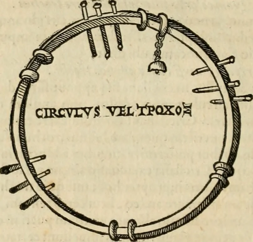 An illustration from Hieronymi Mercvrialis De arte gymnastica libri sex : in quibus exercitationum omnium vetustarum genera, loca, modi, facultates, & quidquid deniq. ad corporis humani exercitationes pertinet, diligenter explicatur .., 1573, leaf 185