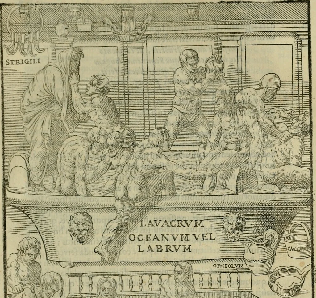 An illustration from Hieronymi Mercvrialis De arte gymnastica libri sex : in quibus exercitationum omnium vetustarum genera, loca, modi, facultates, & quidquid deniq. ad corporis humani exercitationes pertinet, diligenter explicatur .., 1573, leaf 60