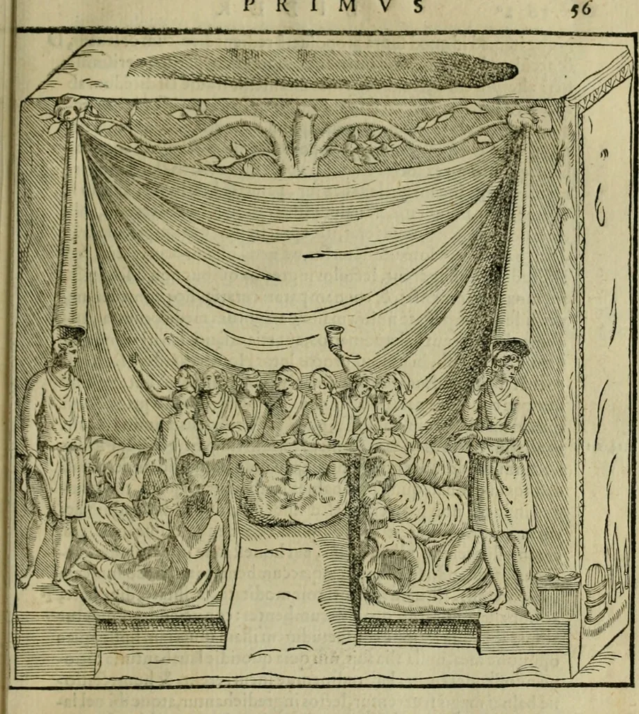 An illustration from Hieronymi Mercvrialis De arte gymnastica libri sex : in quibus exercitationum omnium vetustarum genera, loca, modi, facultates, & quidquid deniq. ad corporis humani exercitationes pertinet, diligenter explicatur .., 1573, leaf 74