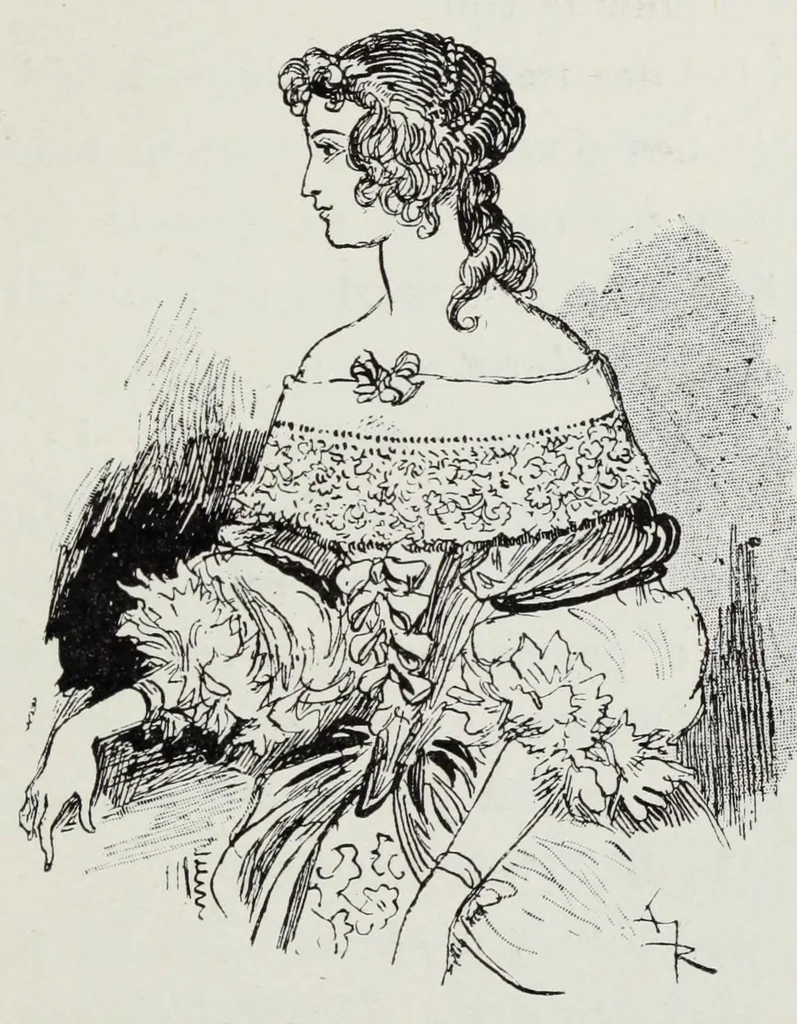 An illustration from Mesdames nos aieules : dix siecles d'elegances, 1891, leaf 153