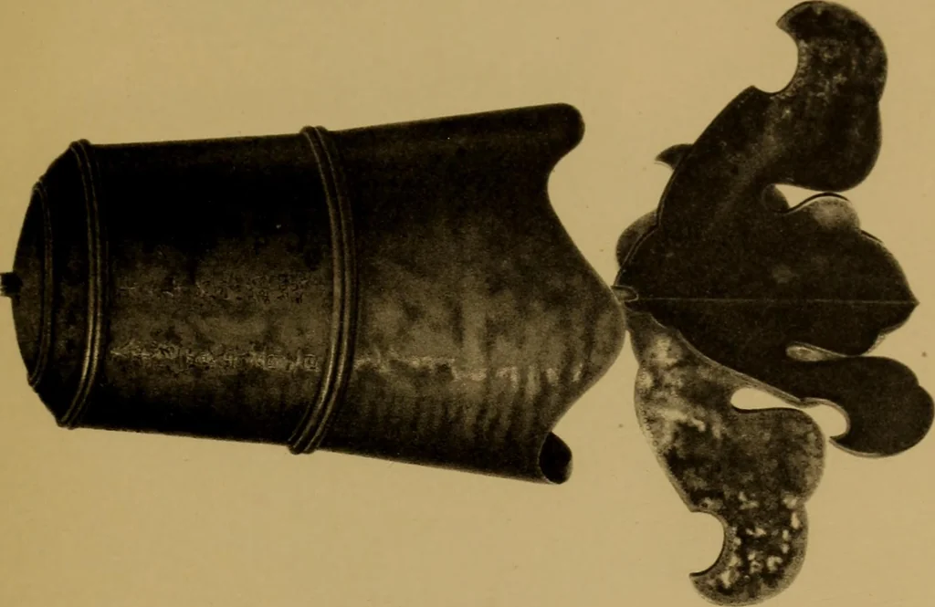 An illustration from Metals and metal-working in old Japan, 1915, leaf 104