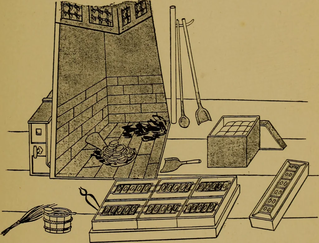 An illustration from Metals and metal-working in old Japan, 1915, leaf 34