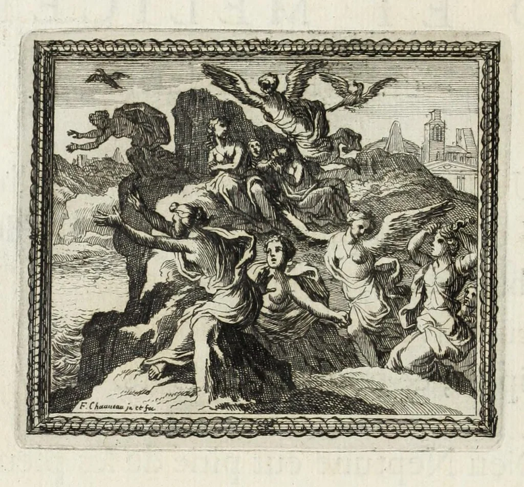 An illustration from Metamorphoses d'Ovide en rondeaux, 1676, leaf 126