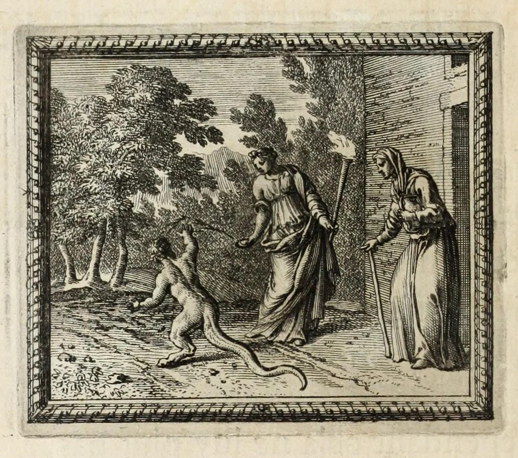 An illustration from Metamorphoses d'Ovide en rondeaux, 1676, leaf 160