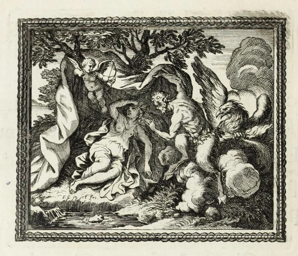 An illustration from Metamorphoses d'Ovide en rondeaux, 1676, leaf 186