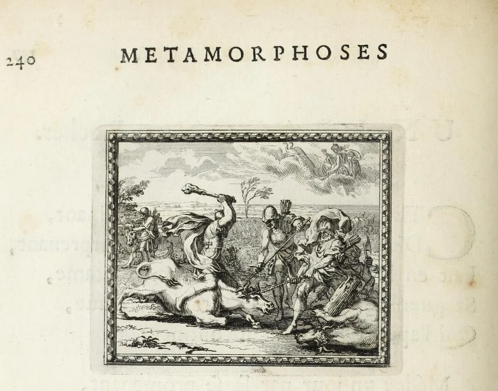An illustration from Metamorphoses d'Ovide en rondeaux, 1676, leaf 258