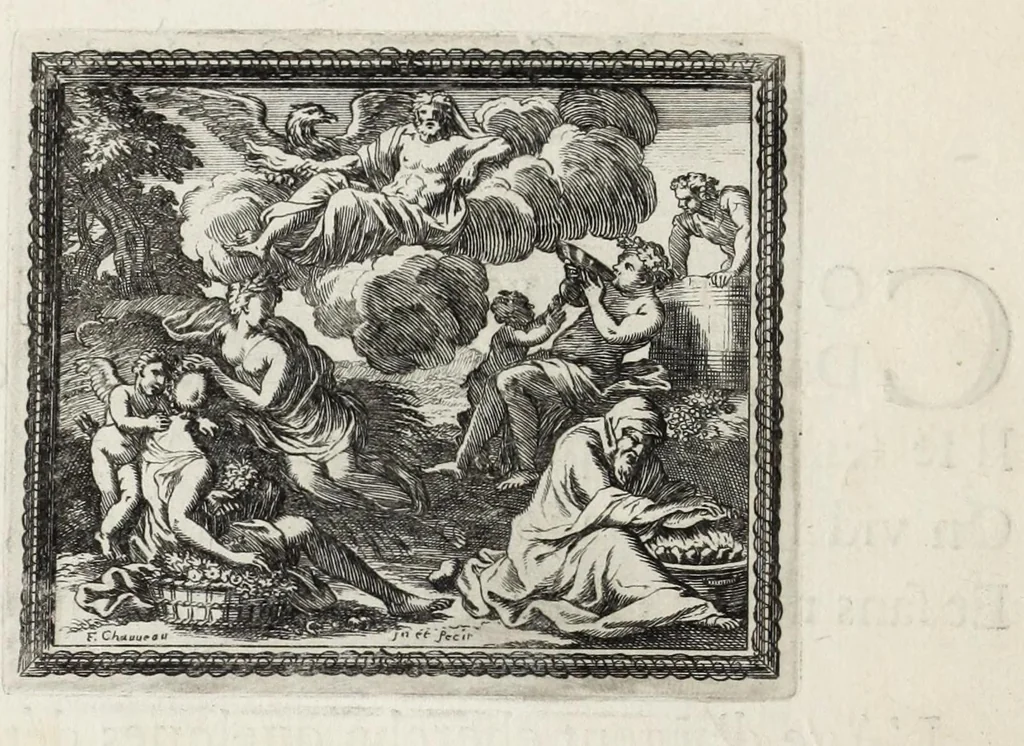 An illustration from Metamorphoses d'Ovide en rondeaux, 1676, leaf 26