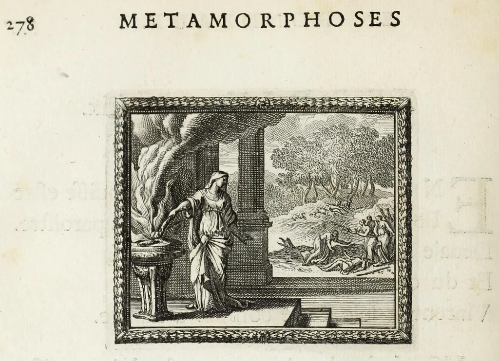 An illustration from Metamorphoses d'Ovide en rondeaux, 1676, leaf 296