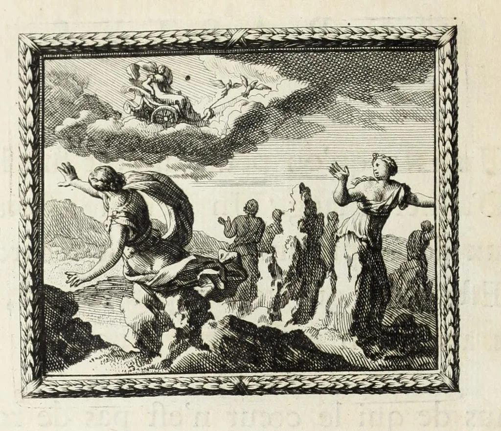 An illustration from Metamorphoses d'Ovide en rondeaux, 1676, leaf 358