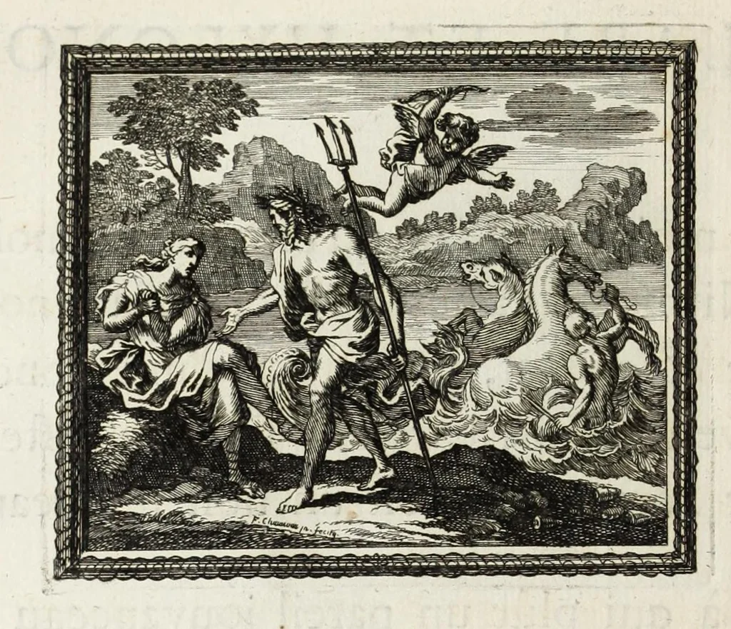 An illustration from Metamorphoses d'Ovide en rondeaux, 1676, leaf 396