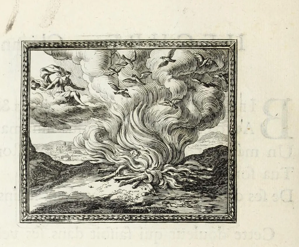 An illustration from Metamorphoses d'Ovide en rondeaux, 1676, leaf 408