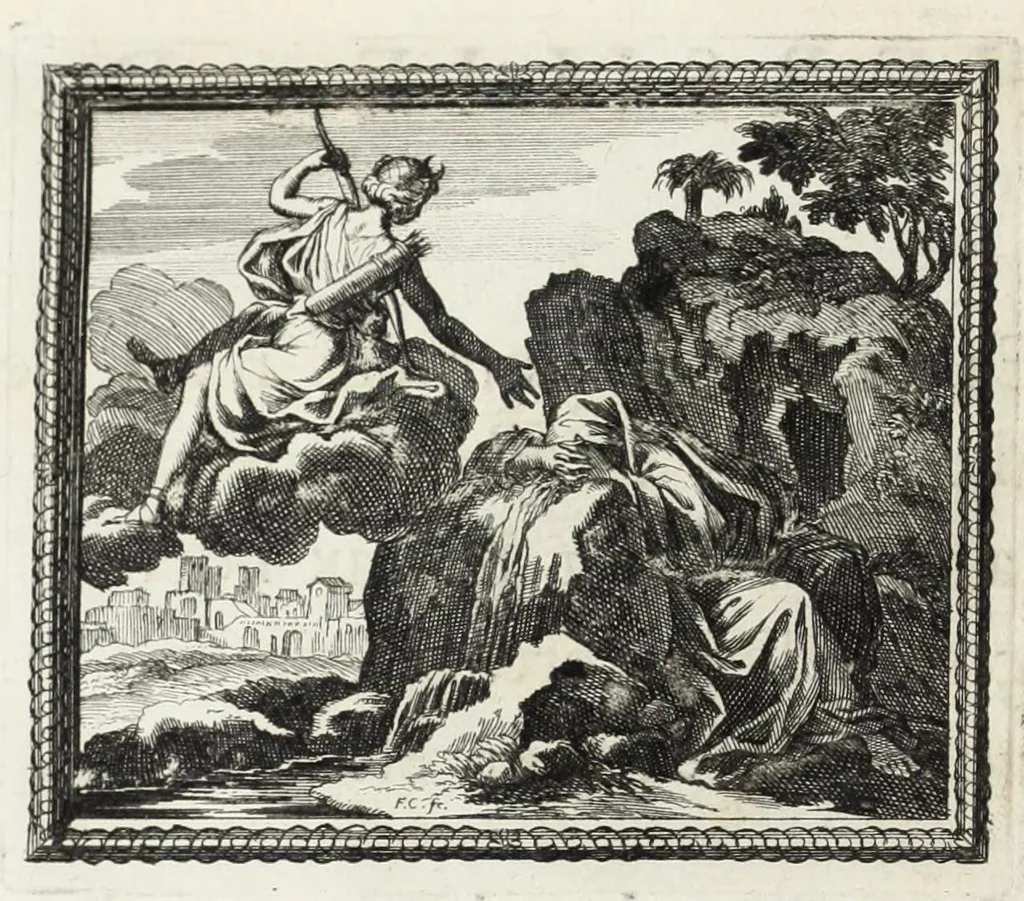 An illustration from Metamorphoses d'Ovide en rondeaux, 1676, leaf 458