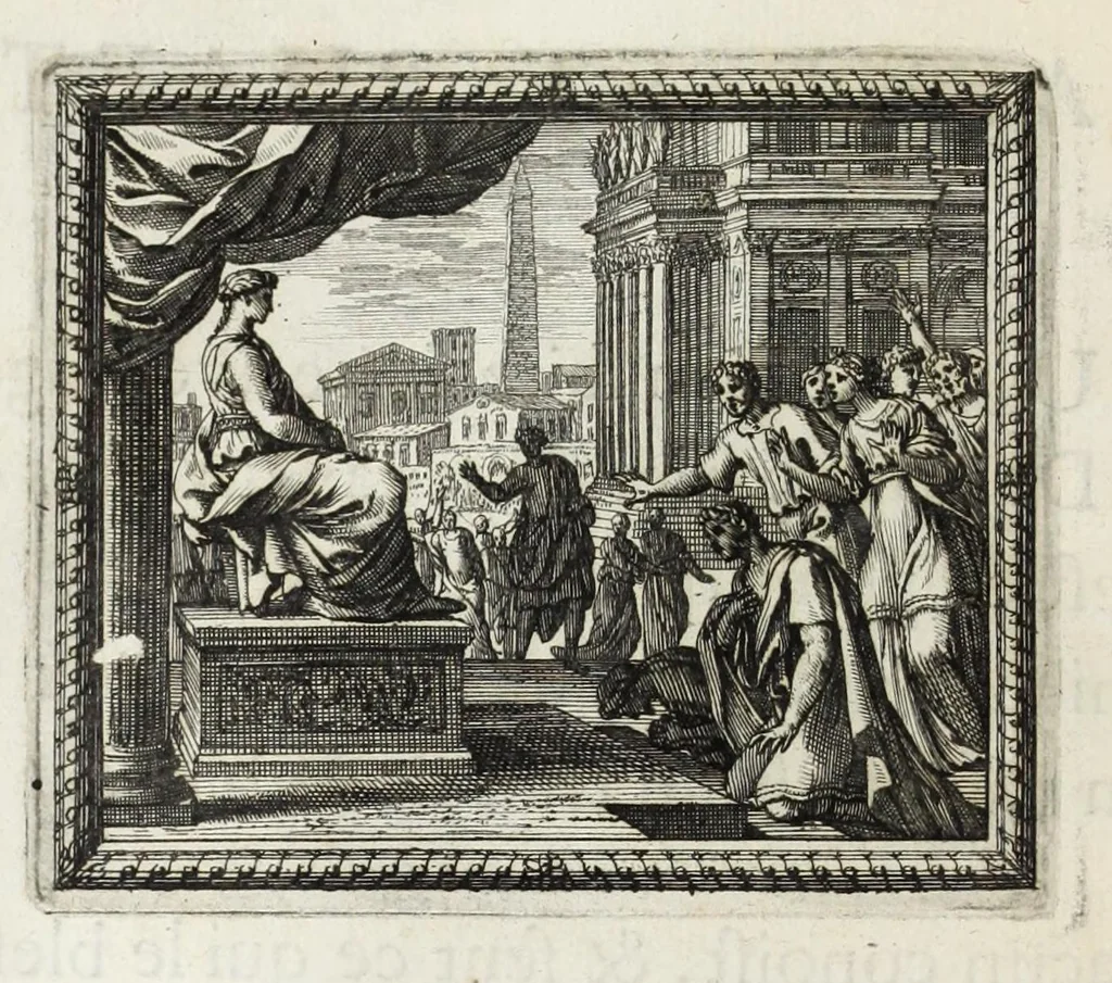An illustration from Metamorphoses d'Ovide en rondeaux, 1676, leaf 50