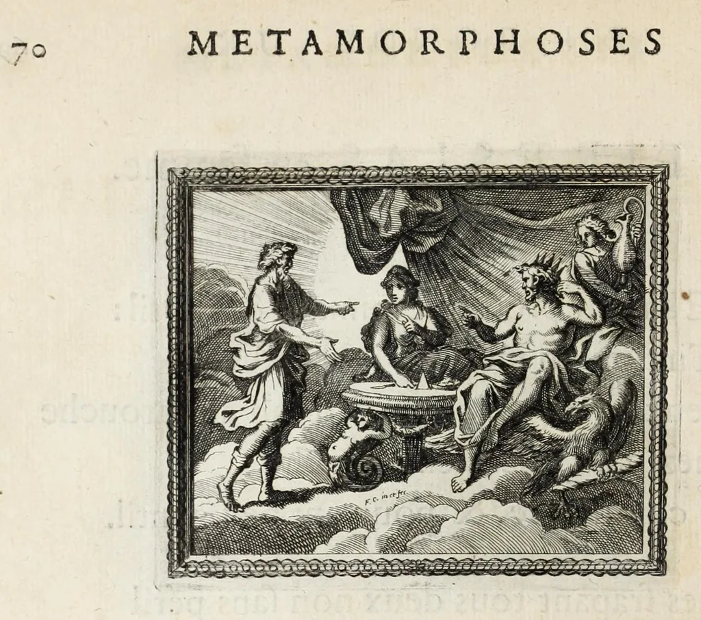 An illustration from Metamorphoses d'Ovide en rondeaux, 1676, leaf 88