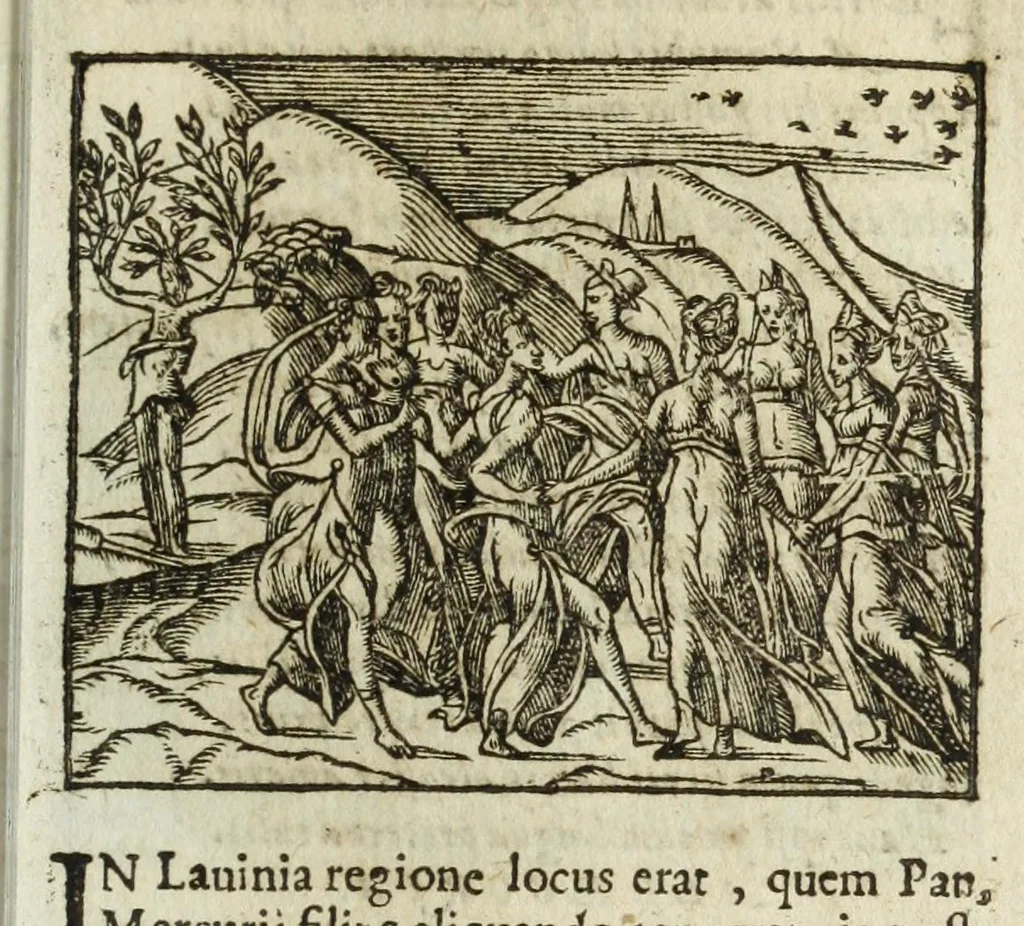 An illustration from Metamorphoses Ovidii : argvmentis quidem soluta oratione, enarrationibus autem & allegoriis elegiaco versu accuratissimè expositae, summaq[ue] diligentia ac studio illustratae, 1583, leaf 355