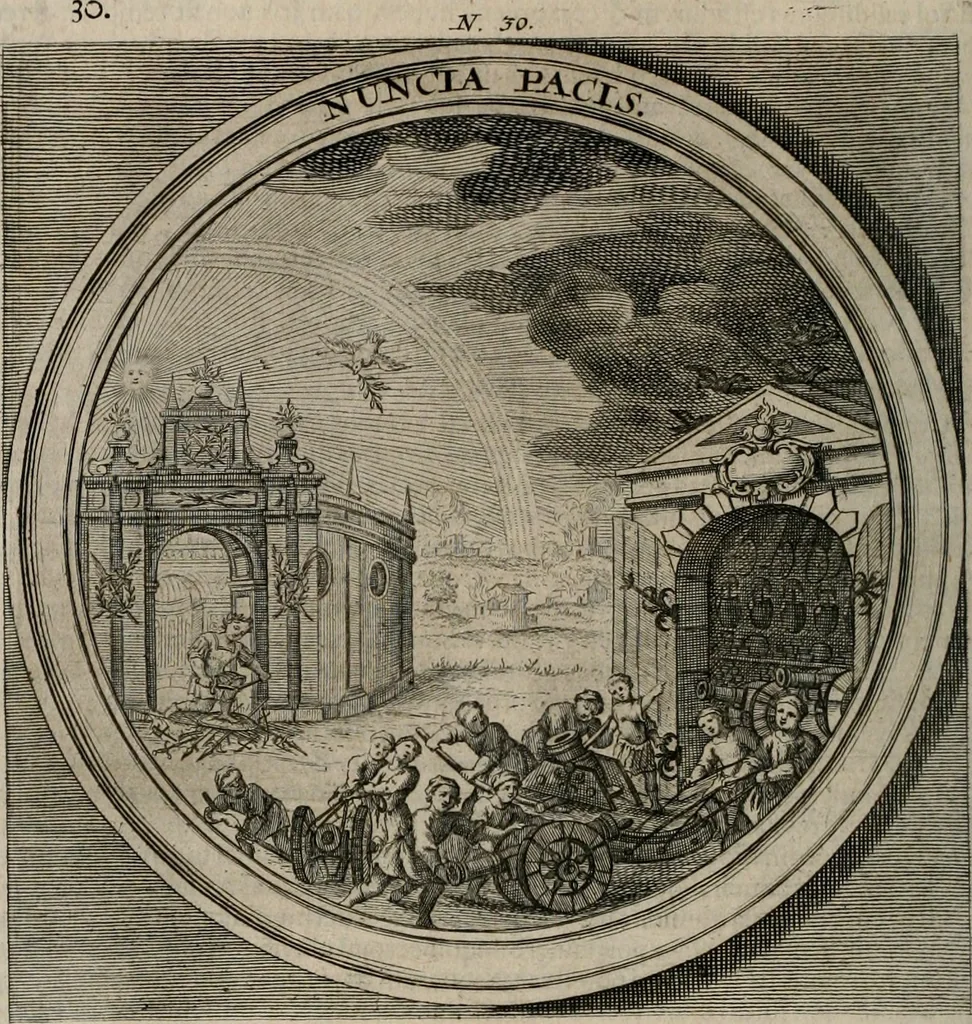An illustration from Meteorologia philosophico-politica : in duodecim dissertationes per quæstiones meteorologicas et conclusiones politicas divisa, appositisque symbolis illustrata ..., 1709, leaf 107