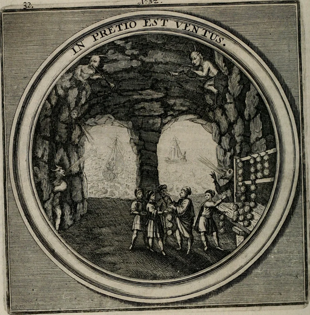 An illustration from Meteorologia philosophico-politica : in duodecim dissertationes per quæstiones meteorologicas et conclusiones politicas divisa, appositisque symbolis illustrata ..., 1709, leaf 115