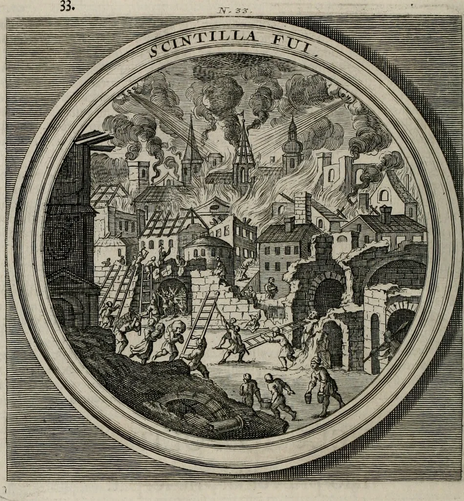 An illustration from Meteorologia philosophico-politica : in duodecim dissertationes per quæstiones meteorologicas et conclusiones politicas divisa, appositisque symbolis illustrata ..., 1709, leaf 119