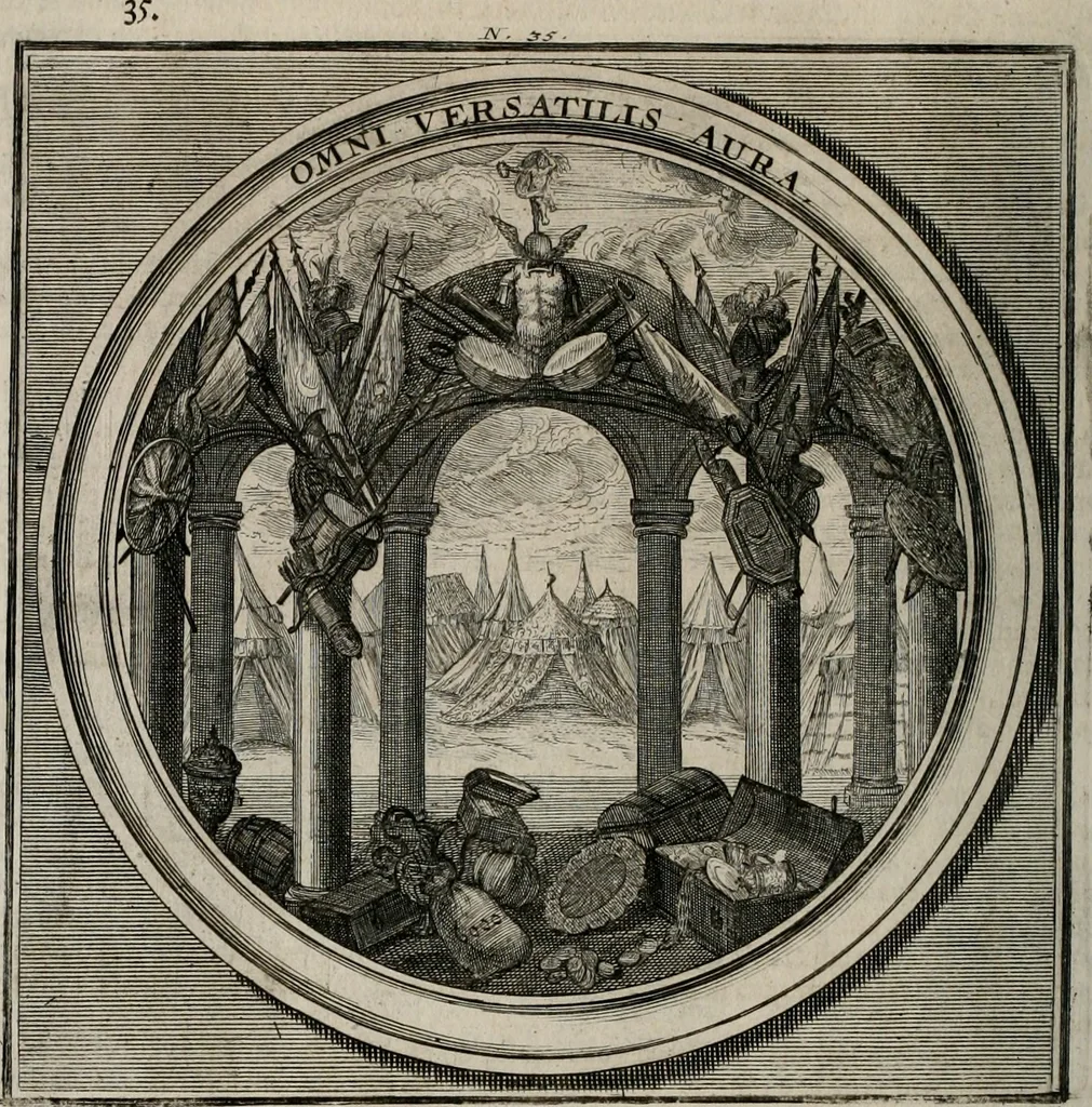 An illustration from Meteorologia philosophico-politica : in duodecim dissertationes per quæstiones meteorologicas et conclusiones politicas divisa, appositisque symbolis illustrata ..., 1709, leaf 125