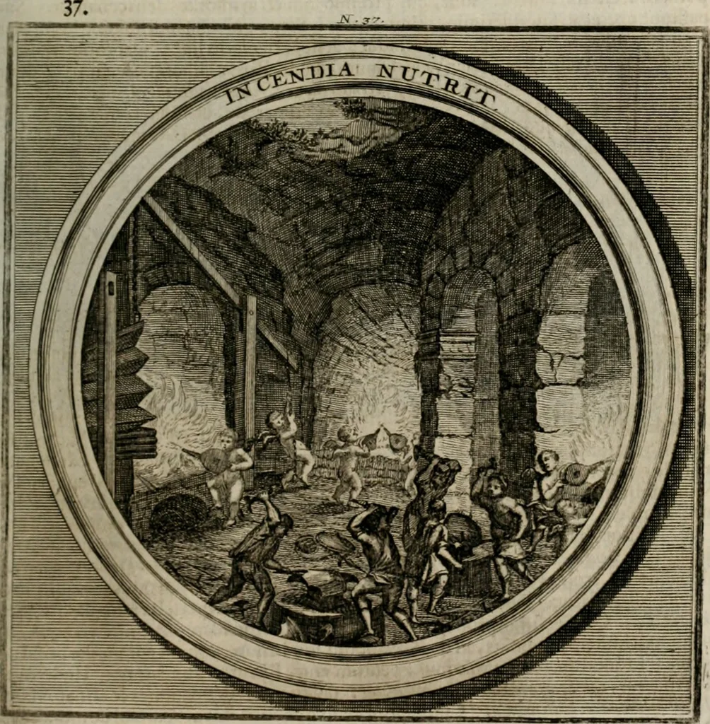 An illustration from Meteorologia philosophico-politica : in duodecim dissertationes per quæstiones meteorologicas et conclusiones politicas divisa, appositisque symbolis illustrata ..., 1709, leaf 132
