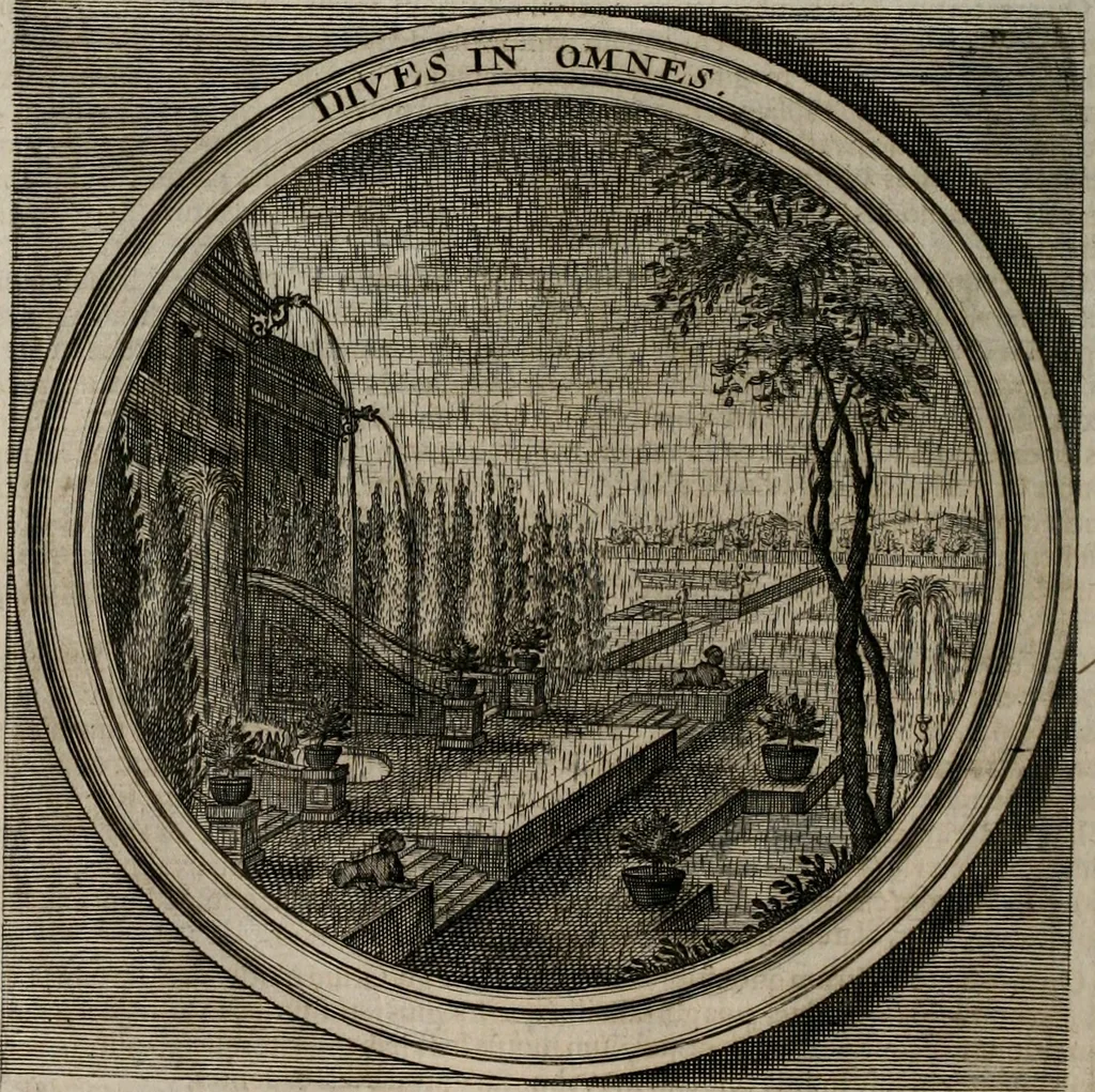 An illustration from Meteorologia philosophico-politica : in duodecim dissertationes per quæstiones meteorologicas et conclusiones politicas divisa, appositisque symbolis illustrata ..., 1709, leaf 145