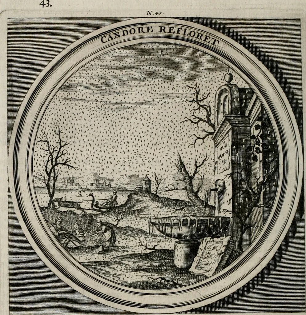 An illustration from Meteorologia philosophico-politica : in duodecim dissertationes per quæstiones meteorologicas et conclusiones politicas divisa, appositisque symbolis illustrata ..., 1709, leaf 153