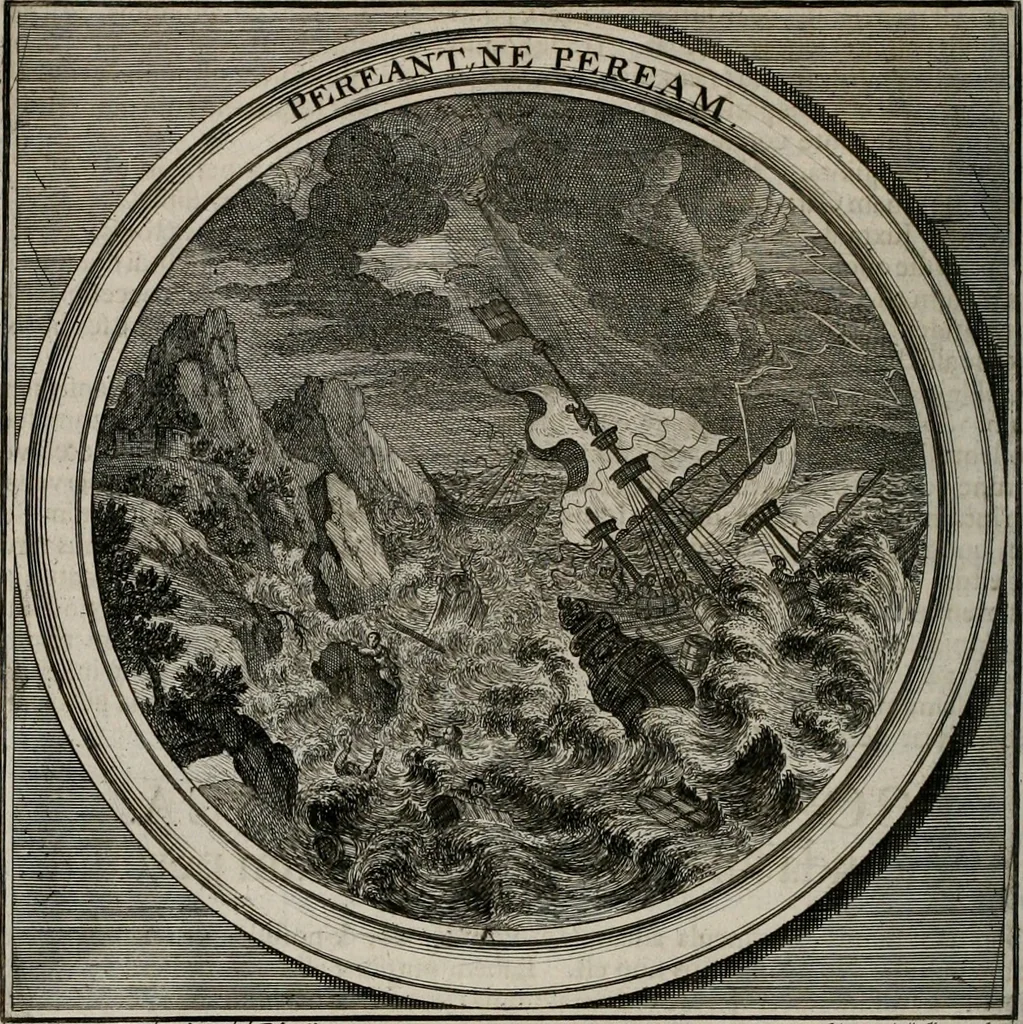 An illustration from Meteorologia philosophico-politica : in duodecim dissertationes per quæstiones meteorologicas et conclusiones politicas divisa, appositisque symbolis illustrata ..., 1709, leaf 185