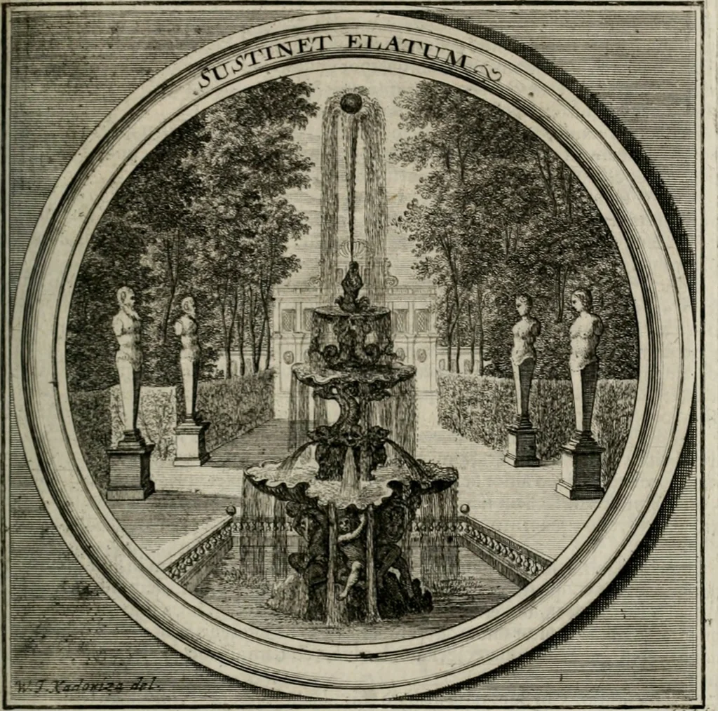 An illustration from Meteorologia philosophico-politica : in duodecim dissertationes per quæstiones meteorologicas et conclusiones politicas divisa, appositisque symbolis illustrata ..., 1709, leaf 204