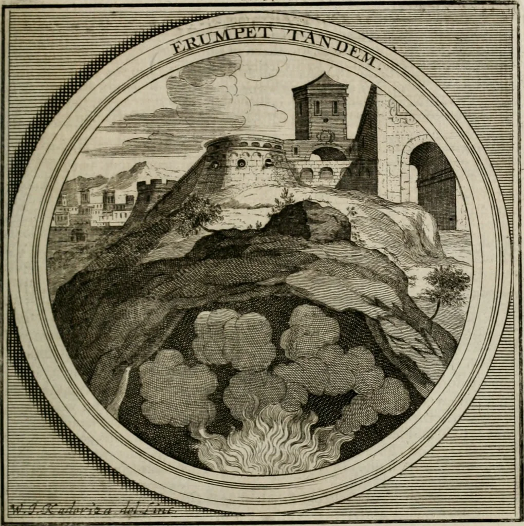 An illustration from Meteorologia philosophico-politica : in duodecim dissertationes per quæstiones meteorologicas et conclusiones politicas divisa, appositisque symbolis illustrata ..., 1709, leaf 228