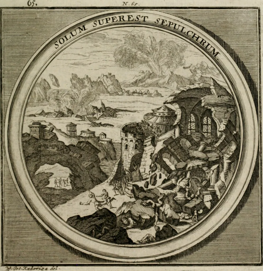 An illustration from Meteorologia philosophico-politica : in duodecim dissertationes per quæstiones meteorologicas et conclusiones politicas divisa, appositisque symbolis illustrata ..., 1709, leaf 230