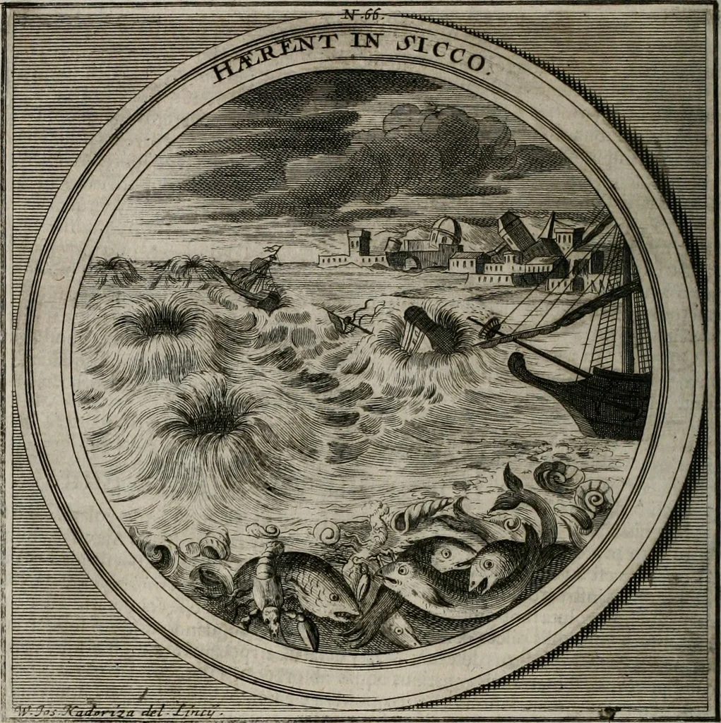 An illustration from Meteorologia philosophico-politica : in duodecim dissertationes per quæstiones meteorologicas et conclusiones politicas divisa, appositisque symbolis illustrata ..., 1709, leaf 235