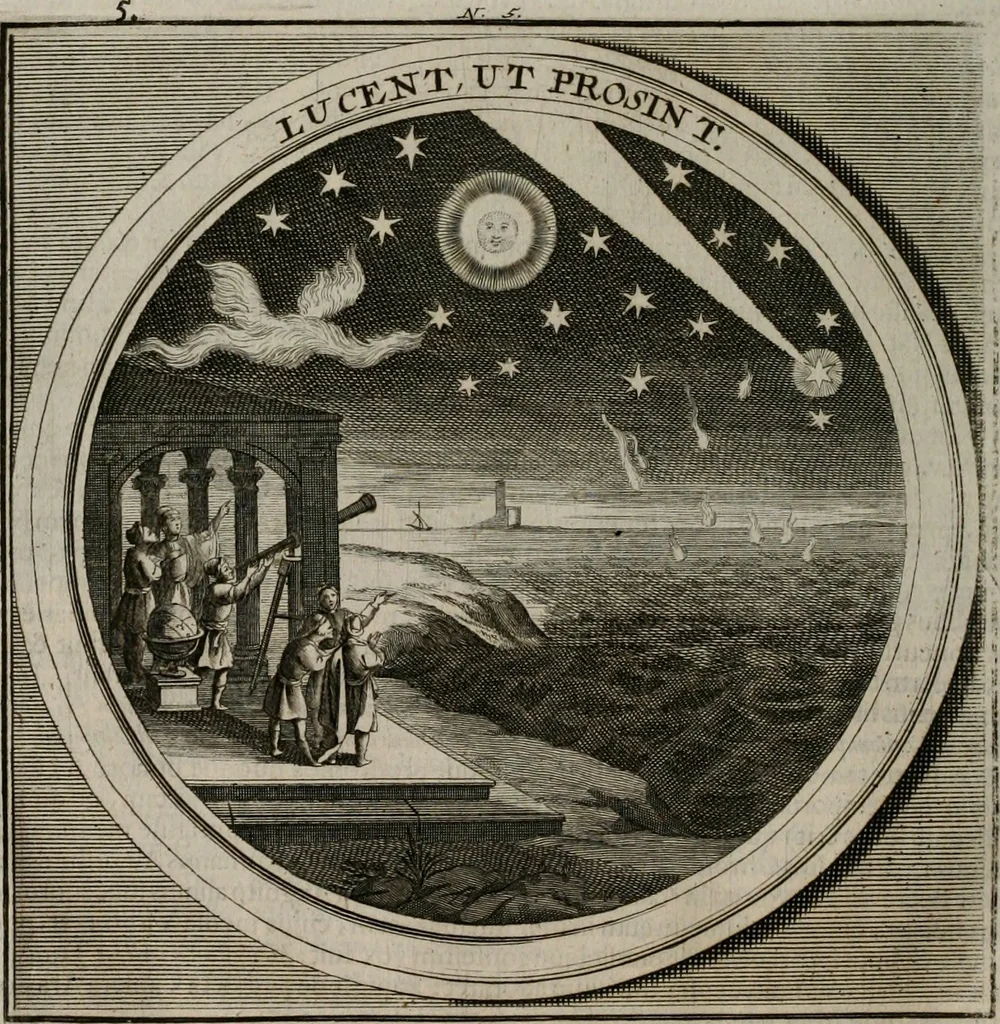 An illustration from Meteorologia philosophico-politica : in duodecim dissertationes per quæstiones meteorologicas et conclusiones politicas divisa, appositisque symbolis illustrata ..., 1709, leaf 25