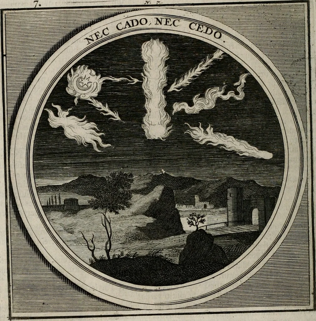 An illustration from Meteorologia philosophico-politica : in duodecim dissertationes per quæstiones meteorologicas et conclusiones politicas divisa, appositisque symbolis illustrata ..., 1709, leaf 31