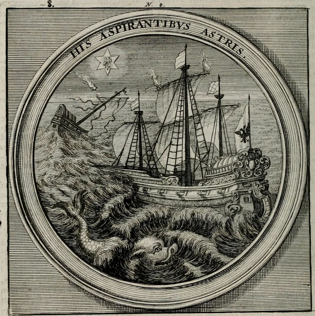 An illustration from Meteorologia philosophico-politica : in duodecim dissertationes per quæstiones meteorologicas et conclusiones politicas divisa, appositisque symbolis illustrata ..., 1709, leaf 33