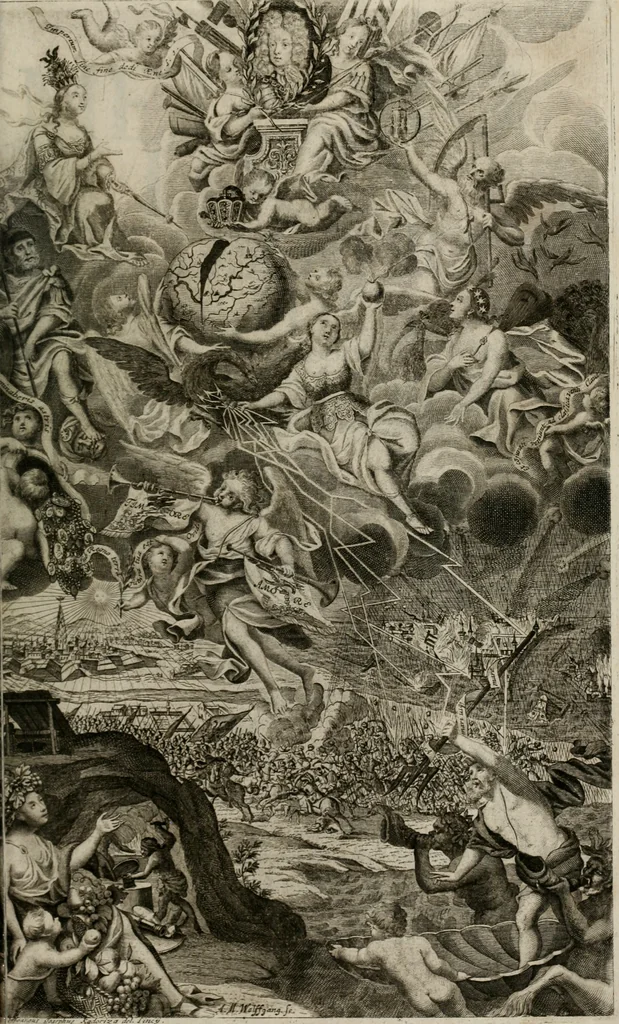 An illustration from Meteorologia philosophico-politica : in duodecim dissertationes per quæstiones meteorologicas et conclusiones politicas divisa, appositisque symbolis illustrata ..., 1709, leaf 4