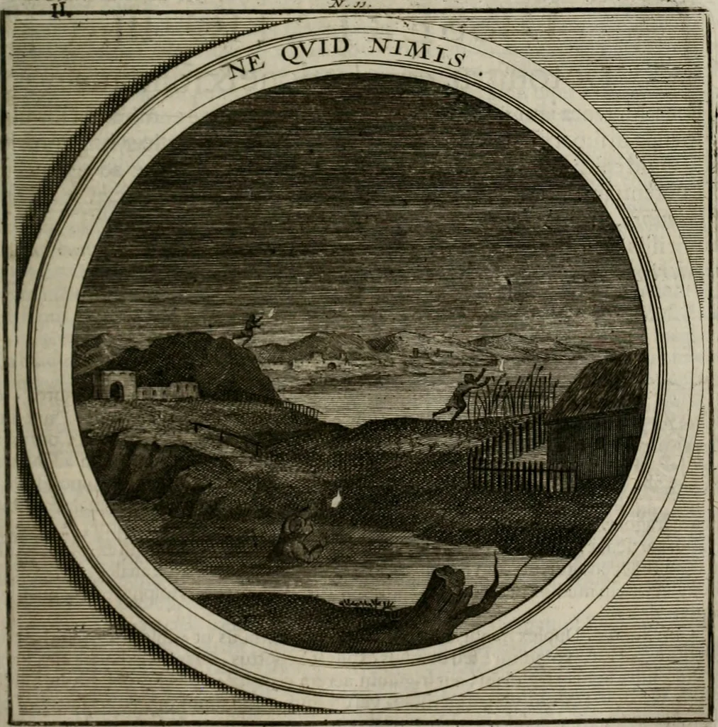 An illustration from Meteorologia philosophico-politica : in duodecim dissertationes per quæstiones meteorologicas et conclusiones politicas divisa, appositisque symbolis illustrata ..., 1709, leaf 40