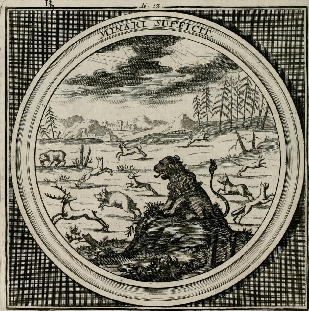 An illustration from Meteorologia philosophico-politica : in duodecim dissertationes per quæstiones meteorologicas et conclusiones politicas divisa, appositisque symbolis illustrata ..., 1709, leaf 47