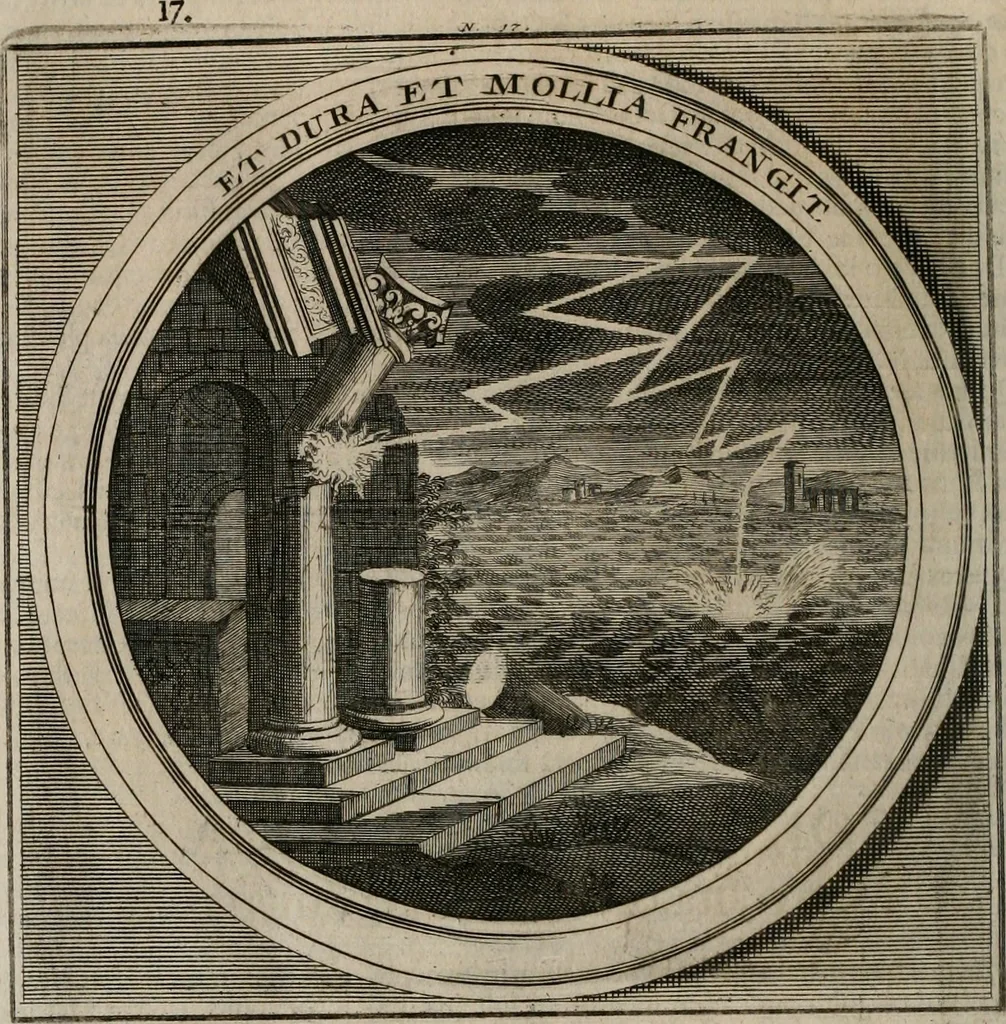 An illustration from Meteorologia philosophico-politica : in duodecim dissertationes per quæstiones meteorologicas et conclusiones politicas divisa, appositisque symbolis illustrata ..., 1709, leaf 61