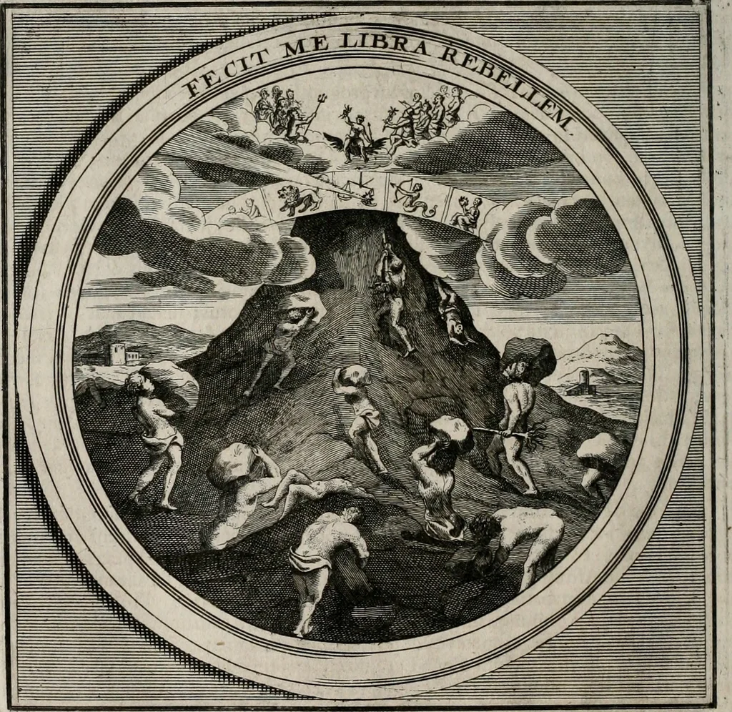 An illustration from Meteorologia philosophico-politica : in duodecim dissertationes per quæstiones meteorologicas et conclusiones politicas divisa, appositisque symbolis illustrata ..., 1709, leaf 83