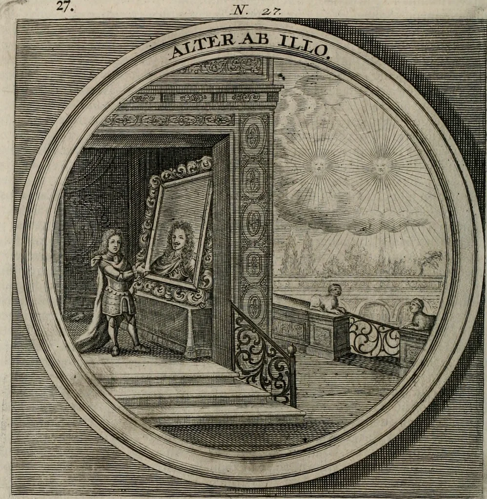 An illustration from Meteorologia philosophico-politica : in duodecim dissertationes per quæstiones meteorologicas et conclusiones politicas divisa, appositisque symbolis illustrata ..., 1709, leaf 97