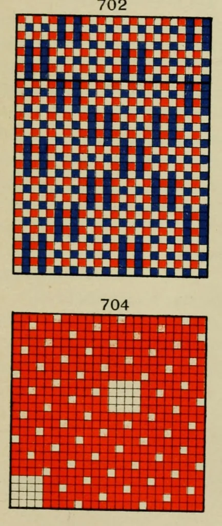 An illustration from Methodik der Bindungslehre, Dekomposition und Kalkulation für Schaftweberei : Bearbeitet für Textilschulen und zum Selbstunterricht, 1908, leaf 293